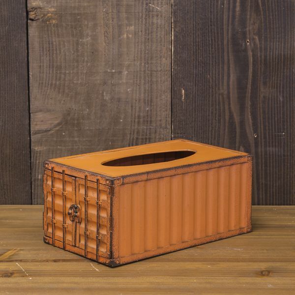 ティッシュBOX ボックス アメリカンクラシック コンテナティッシュBOX アイアン オレンジ 飾り オブジェ 置物 インテリア 雑貨拍卖