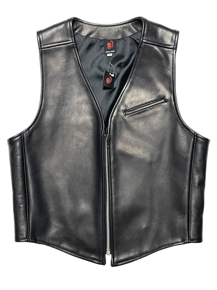 未使用品 Mサイズ RED MOON レッドムーン CB-01 牛革 カウレザー ベスト ブラック 黒拍卖