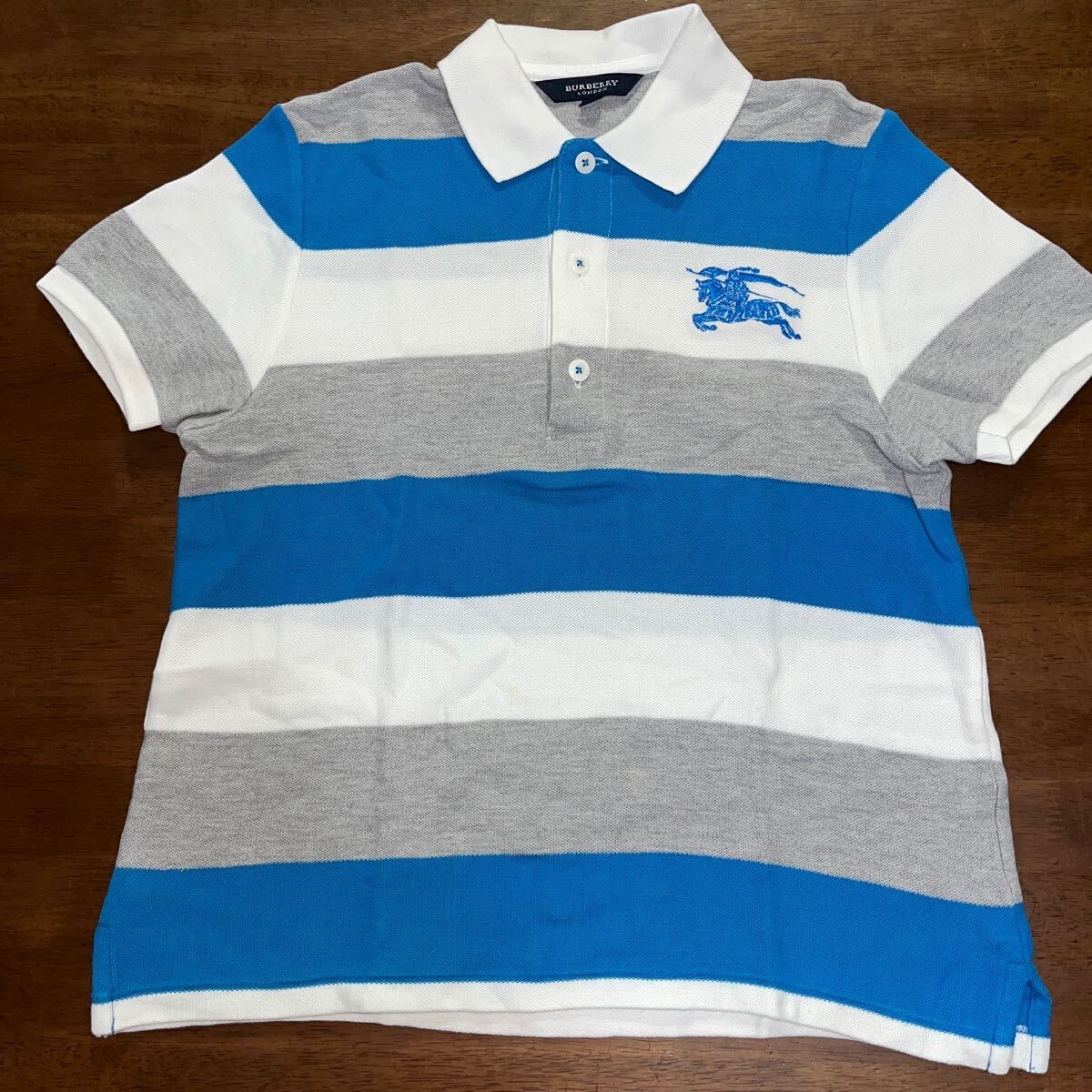 【BURBERRY/バーバリー】半袖ポロシャツ 160㎝ ボーダー ビッグホースマーク 中古拍卖