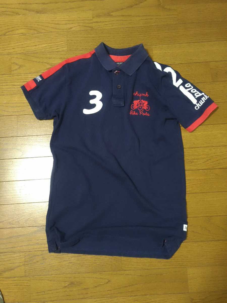激レア★海外購入★chunk BIKE POLO チャンク バイクポロ 半袖ポロシャツ 海外サイズS ネイビー メンズ 日本未発売拍卖