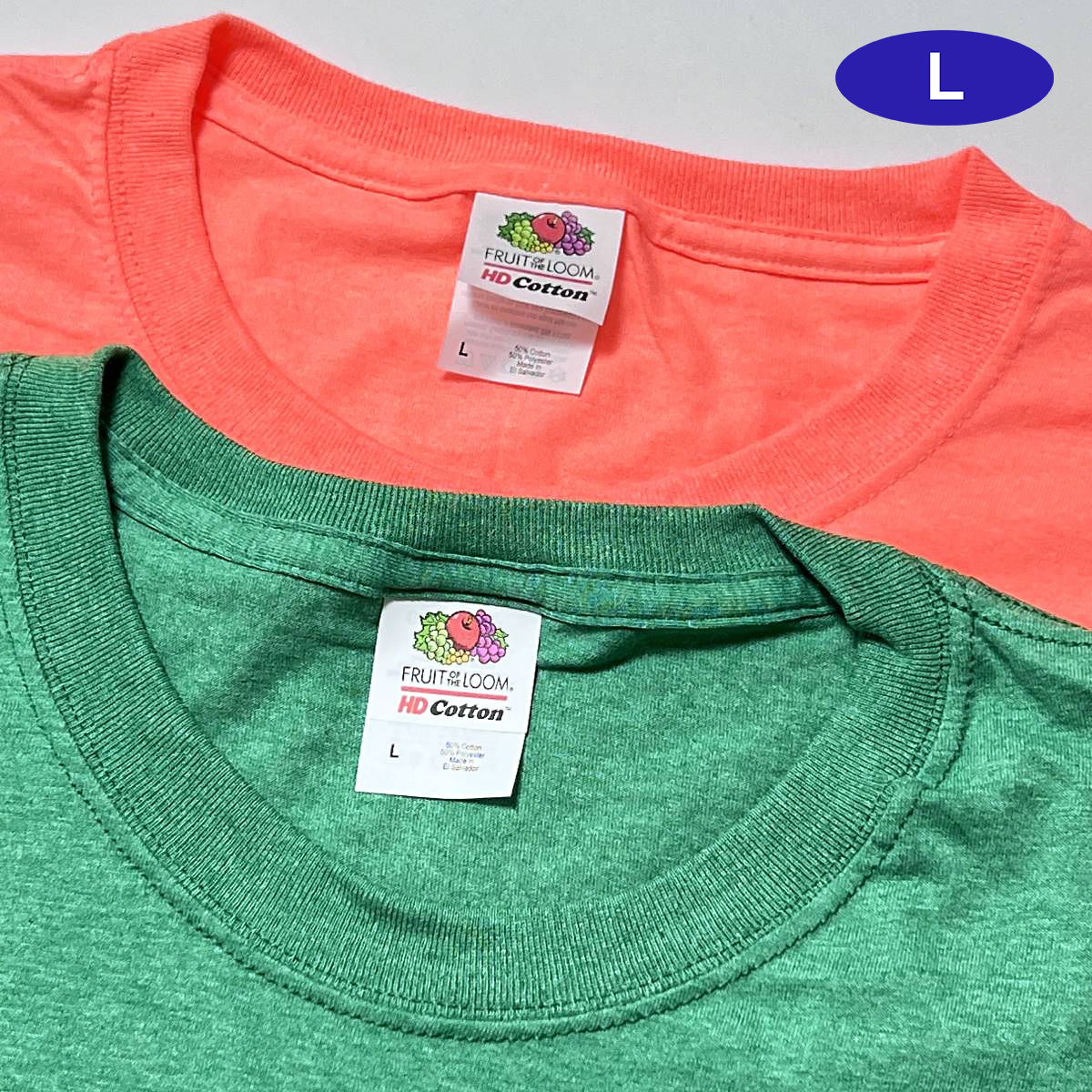 2色セット フルーツオブザルーム 長袖 Tシャツ L グリーン 蛍光オレンジ FRUIT OF THE LOOM 無地 ロンT まとめ売り 卸 未使用 #noca0206-FS拍卖
