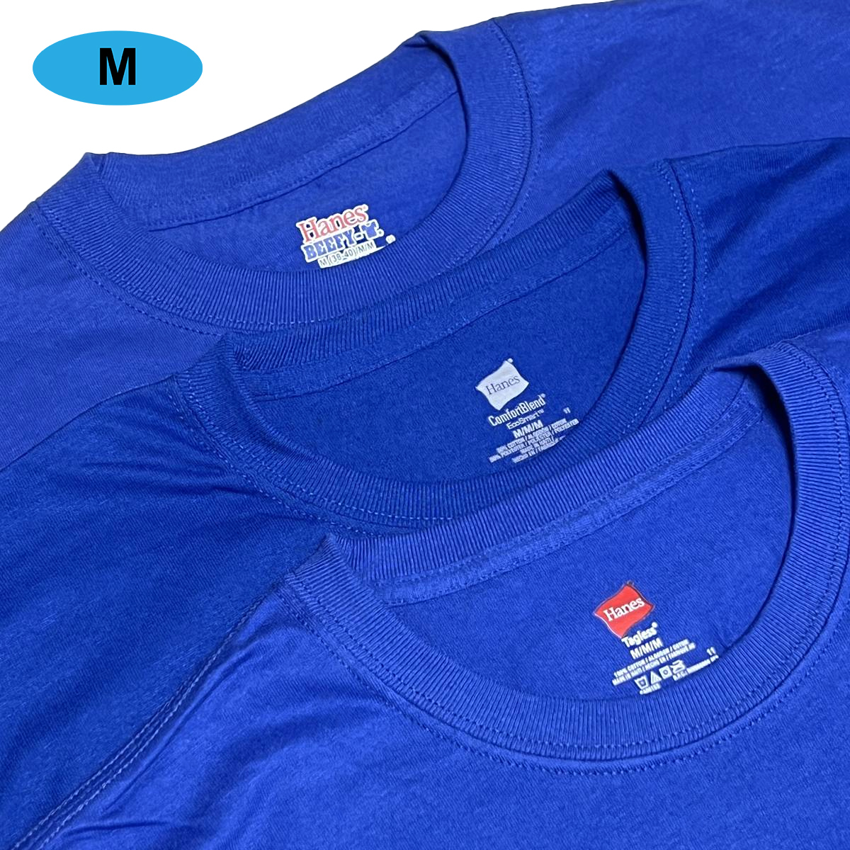 3枚セット Hanes ヘインズ 半袖 ポケット Tシャツ M ブルー BEEFY-T Tagless Comfort Blend ポケT 無地 まとめ売り 卸 未使用 #noca0156-FS拍卖