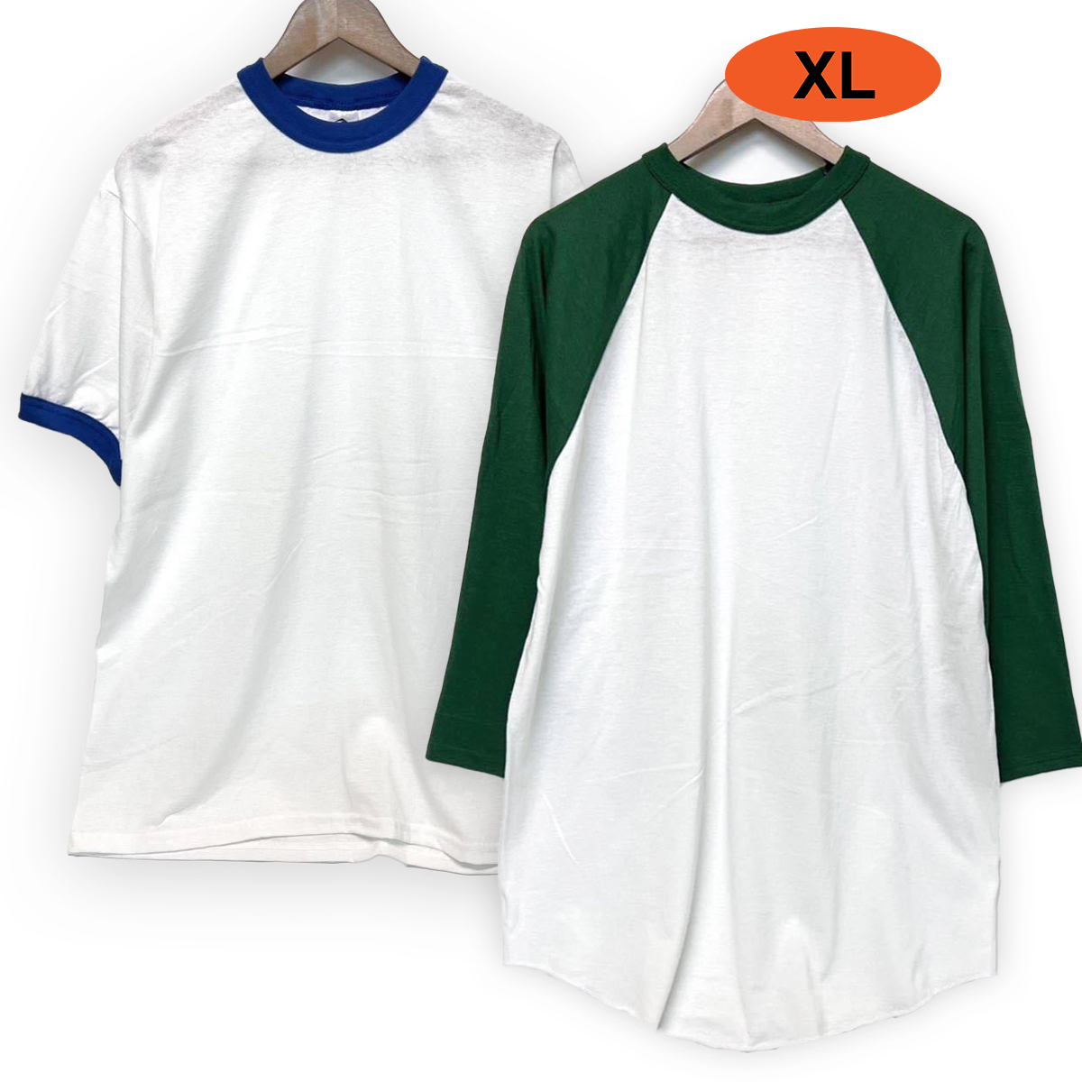 訳あり 4枚 AUGUSTA ラグラン リンガーTシャツ XL 半袖 七分 グリーン ブルー オーガスタ 薄手 無地 大きいサイズ 未使用 #noca0309-FS拍卖