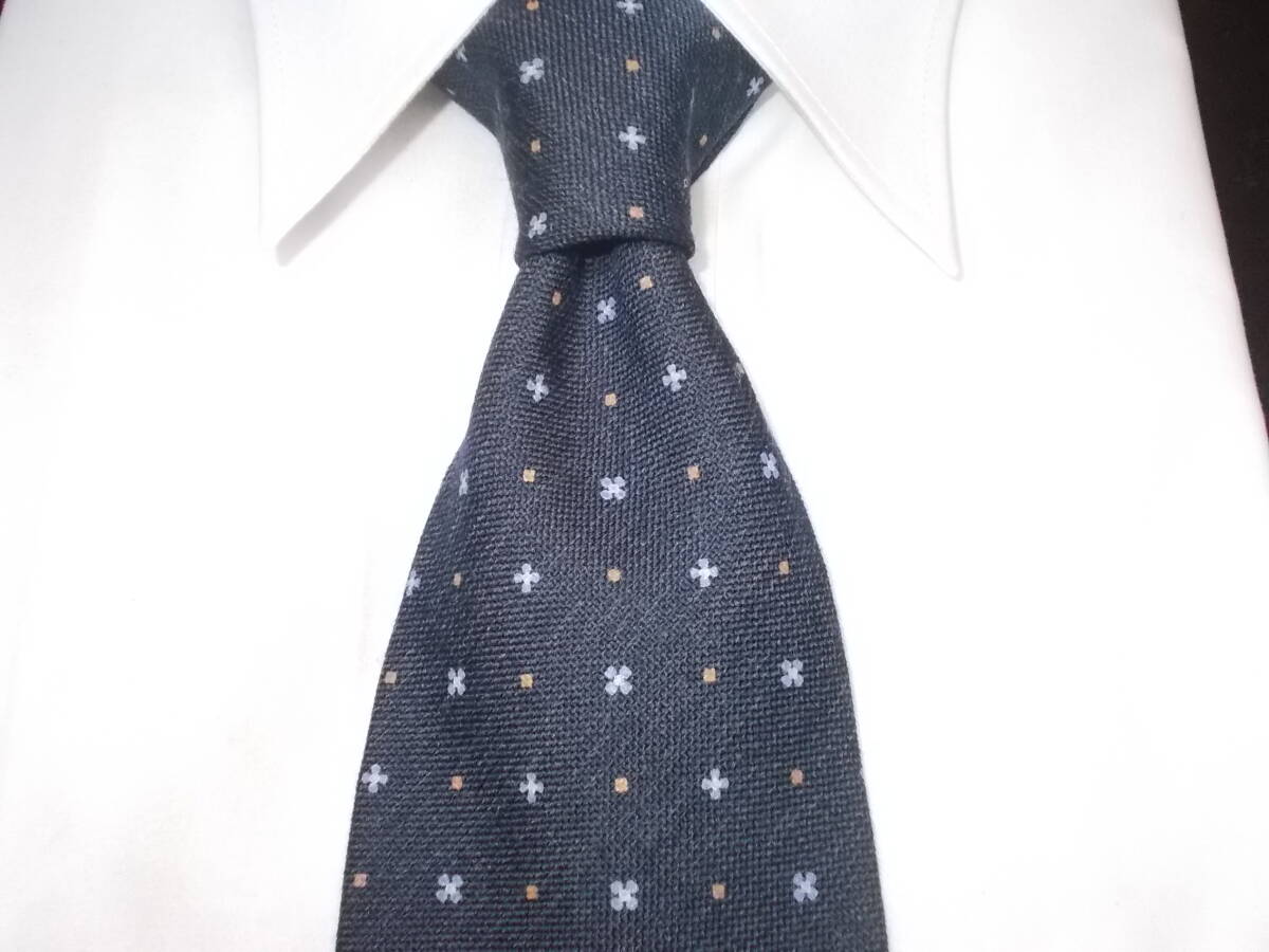 a859◆COMME CA DU MODE MENネクタイ◆日本製シルクウール混紡小花柄コムサデモードネクタイ6E拍卖