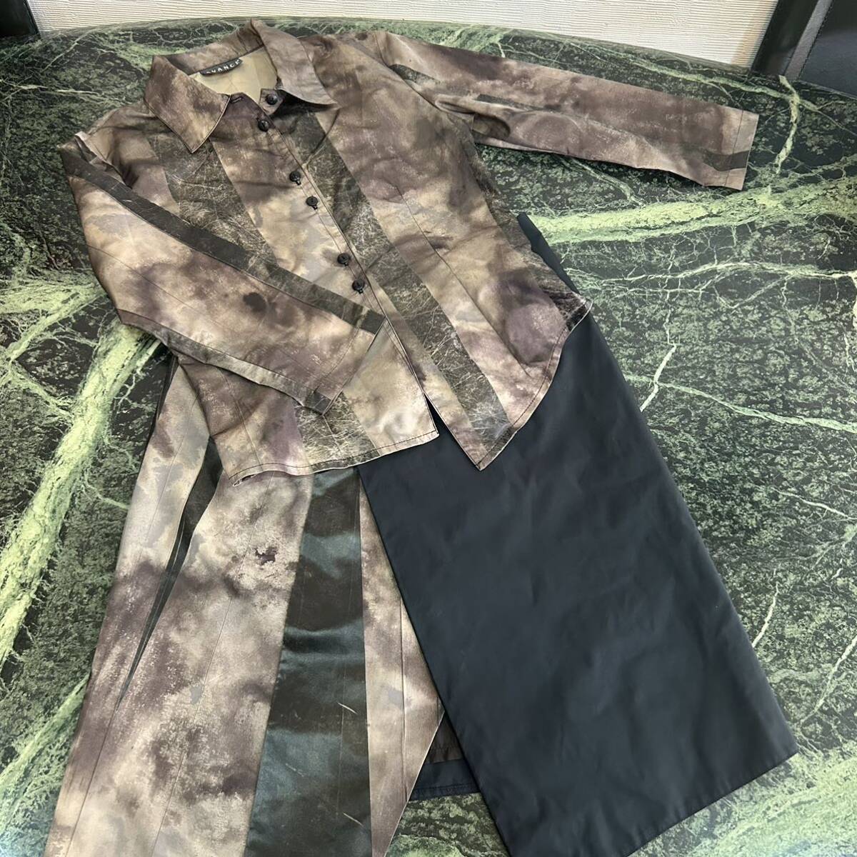 【美品】AVANCE★アヴァンセ センソユニコ デザインセットアップ Mサイズ程度 シャツ スカート 茶系 ブラウス レディース ブラウン拍卖