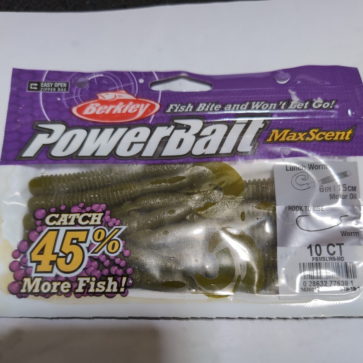 ■新品■バークレー■パワーベイトマックスセント■ランチワーム■6インチ、10本入り、モーターオイル■2拍卖