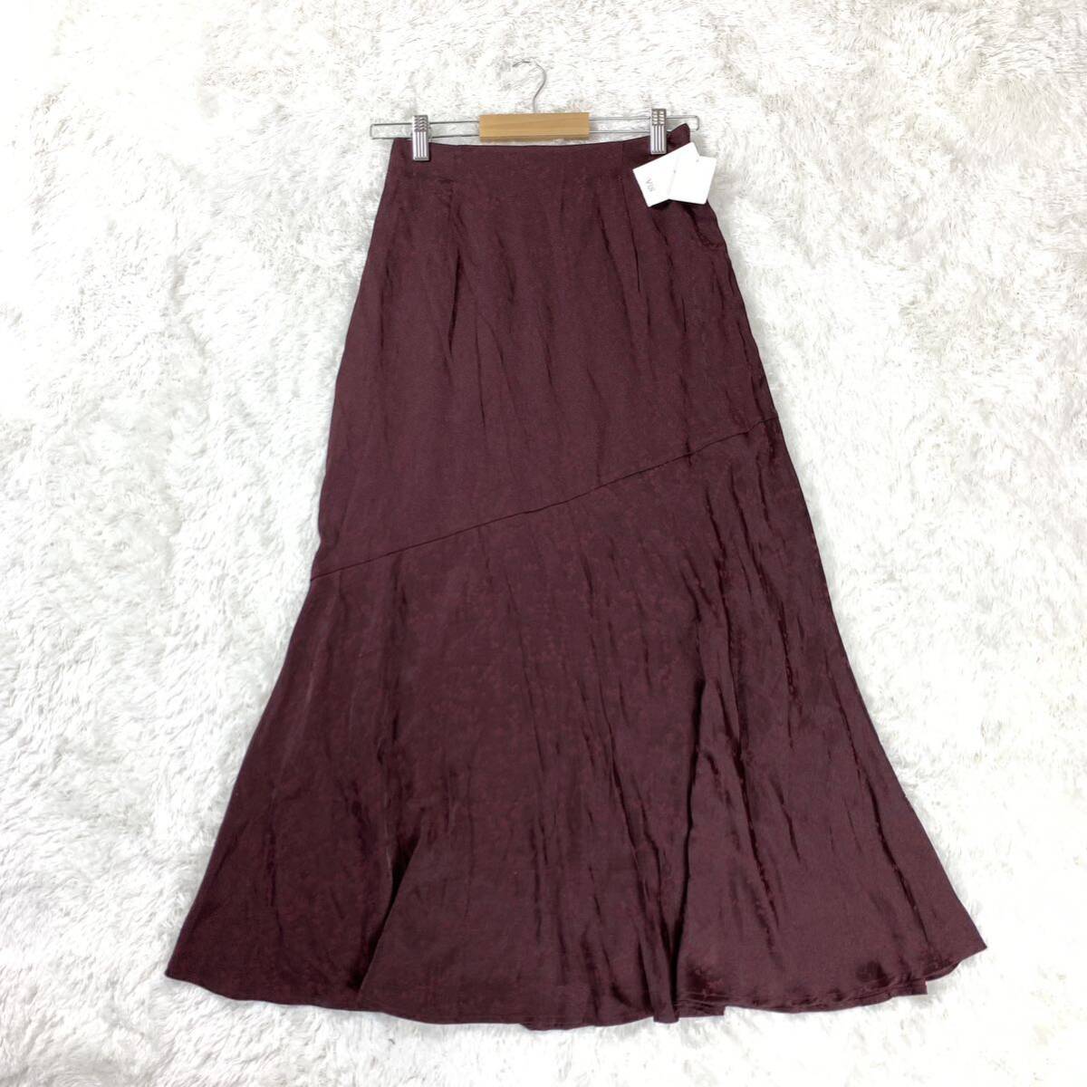 新品タグ付き ViS ビス ロングスカート ワインレッド 総柄 レーヨン ポリエステル F YA6833拍卖