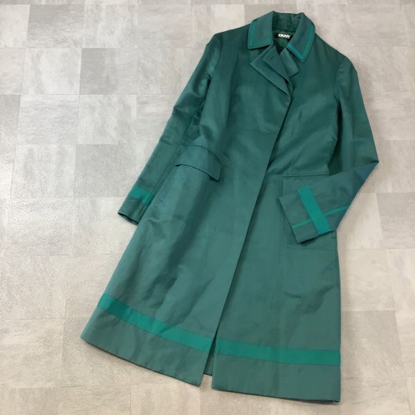 DKNY ダナキャランニューヨーク リネン混 トレンチコート レディース サイズ4 グリーン拍卖