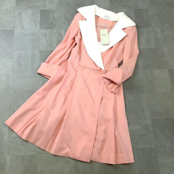 デッドストック タグ付 90‘s Christian Dior Miss Dior クリスチャンディオール デザイン ワンピース レディース S ピンク ホワイト拍卖