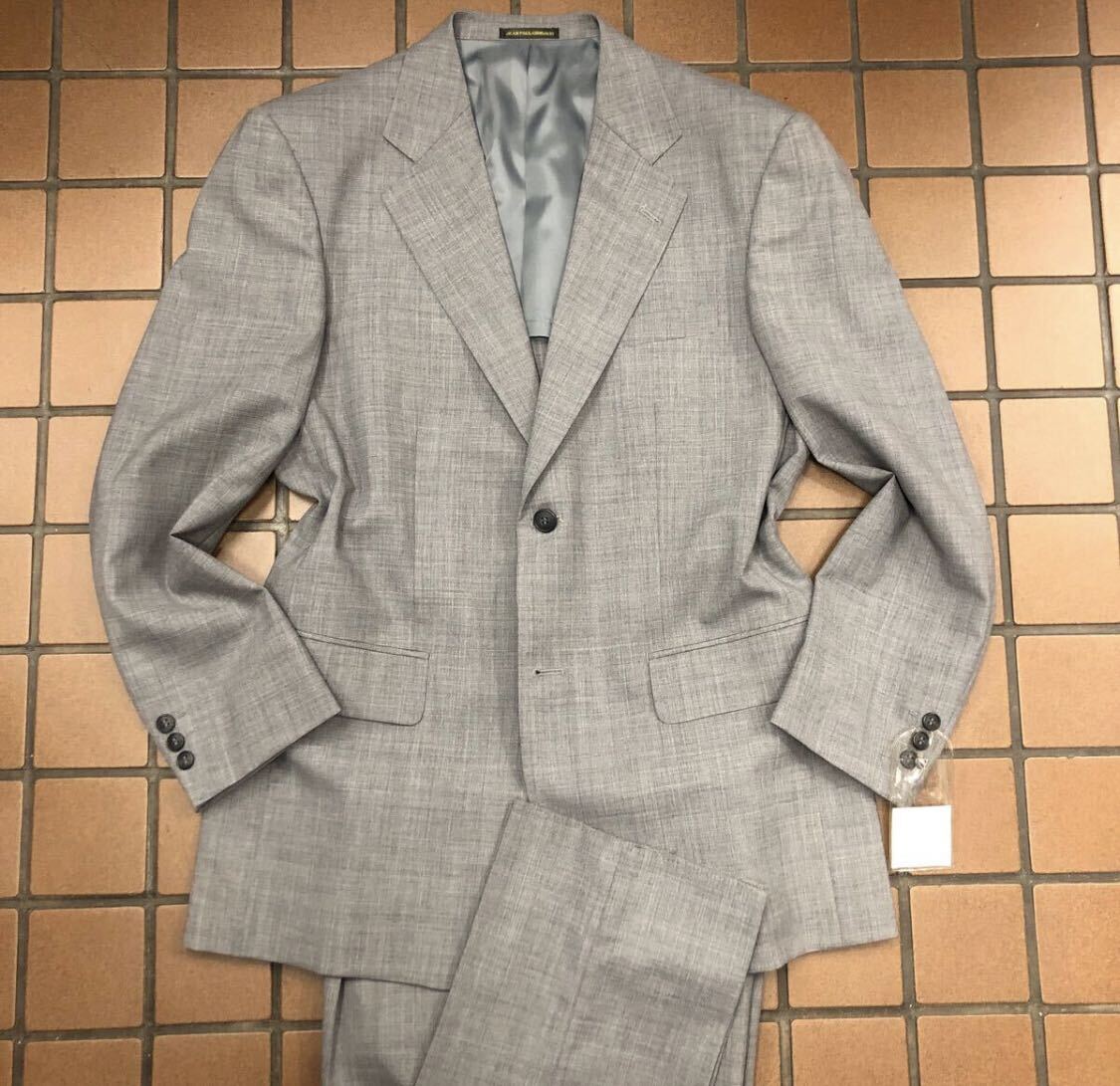 新品【サイズA6 L☆ヴィンテージスーツ】2Bシングルスーツ メンズスーツ グレー系 背抜き サイドベンツ 1タック セットアップ ゆったり拍卖