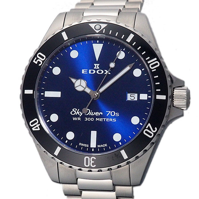 富士屋◆ エドックス EDOX セブンティーズ 70s スカイダイバー 53017-3NM-BUI メンズ クオーツ 腕時計 電池交換済み拍卖