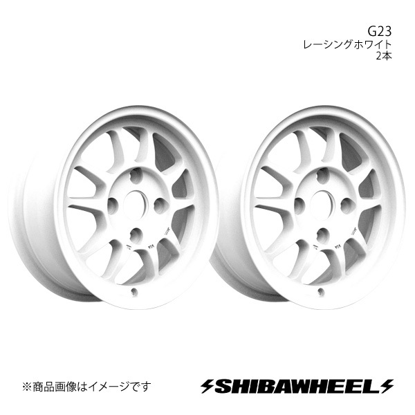 SHIBATIRE シバタイヤ シバホイール G23 アルミホイール2本セット 14×6.0J 4-100 INSET38 レーシングホワイト G14-01RW×2拍卖