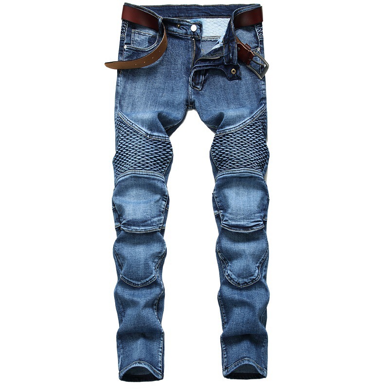 新入荷 メンズジーンズ デニムパンツ チノパン クラッシュ ロングパンツ ストリート 細身 スリム カジュアル ブルー拍卖