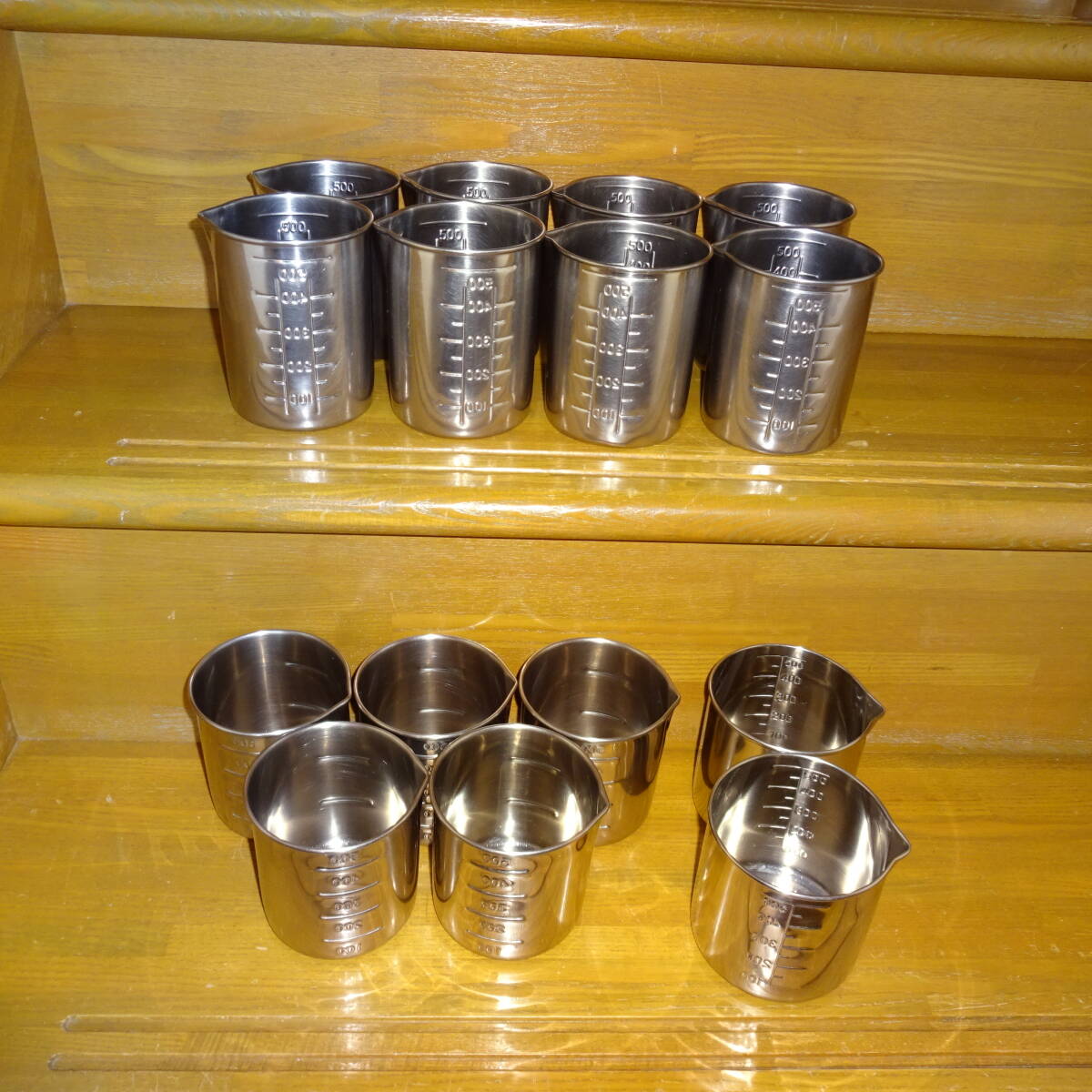 医療容器 ステンレス製手なしビーカー ステンレス製計量容器500ml 15個まとめて ②拍卖