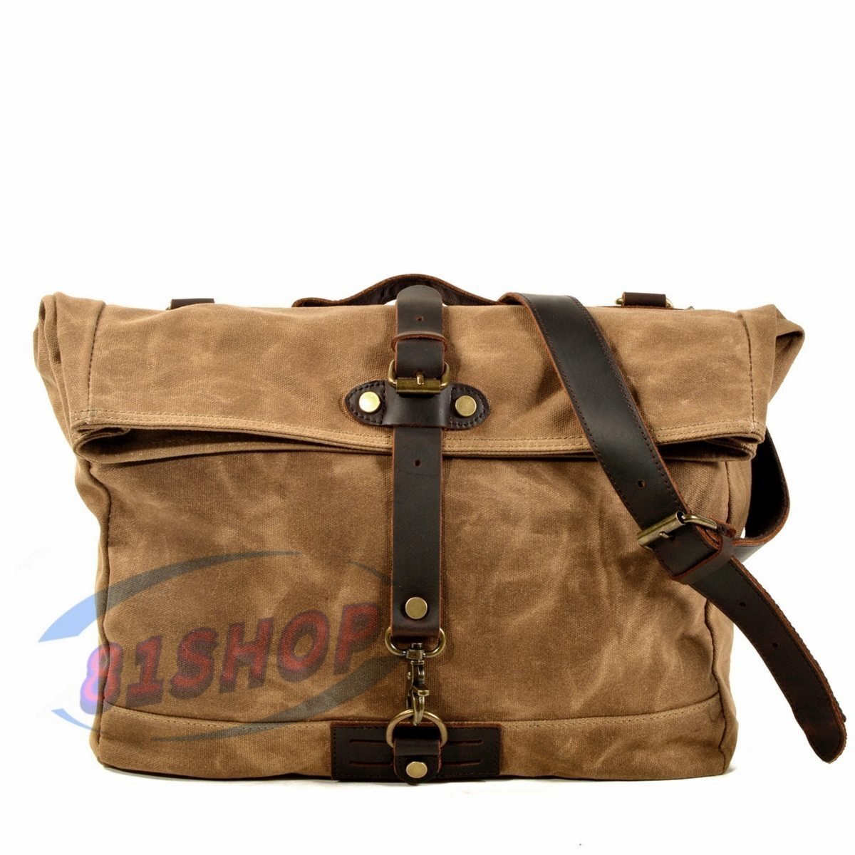 「81SHOP」美品 メッセンジャーバッグ 防水 メンズ ショルダー サイドバッグ レトロ バイク ワックス キャンバス レザー 旅行 バックパック拍卖