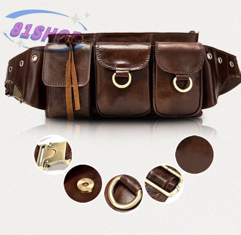 「81SHOP」高級メンズ革バッグ職人作り 上層牛革 本革 ショルダーバッグ 斜め掛け ウェストバッグ 大容量誕生日/父/母の日プレゼント拍卖