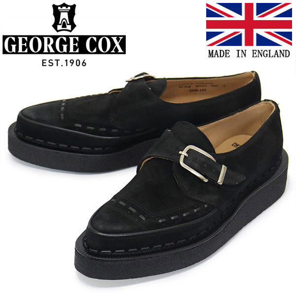 GEORGE COX (ジョージコックス) DIANO MONK 3976 V ラバーソール レザーシューズ 090 BLACK SUEDE UK8-約27.0cm拍卖