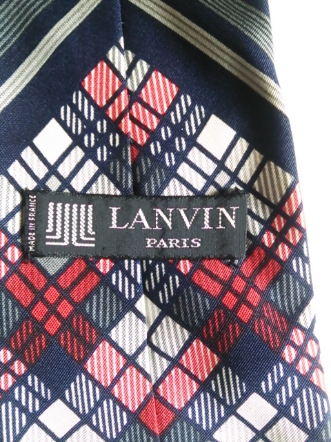 LANVIN プリント柄 ネクタイ フランス製 送料180円拍卖