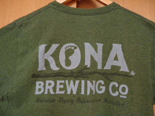 即決 ハワイ KONA BREWING Tシャツ 緑・黒斑色 M拍卖