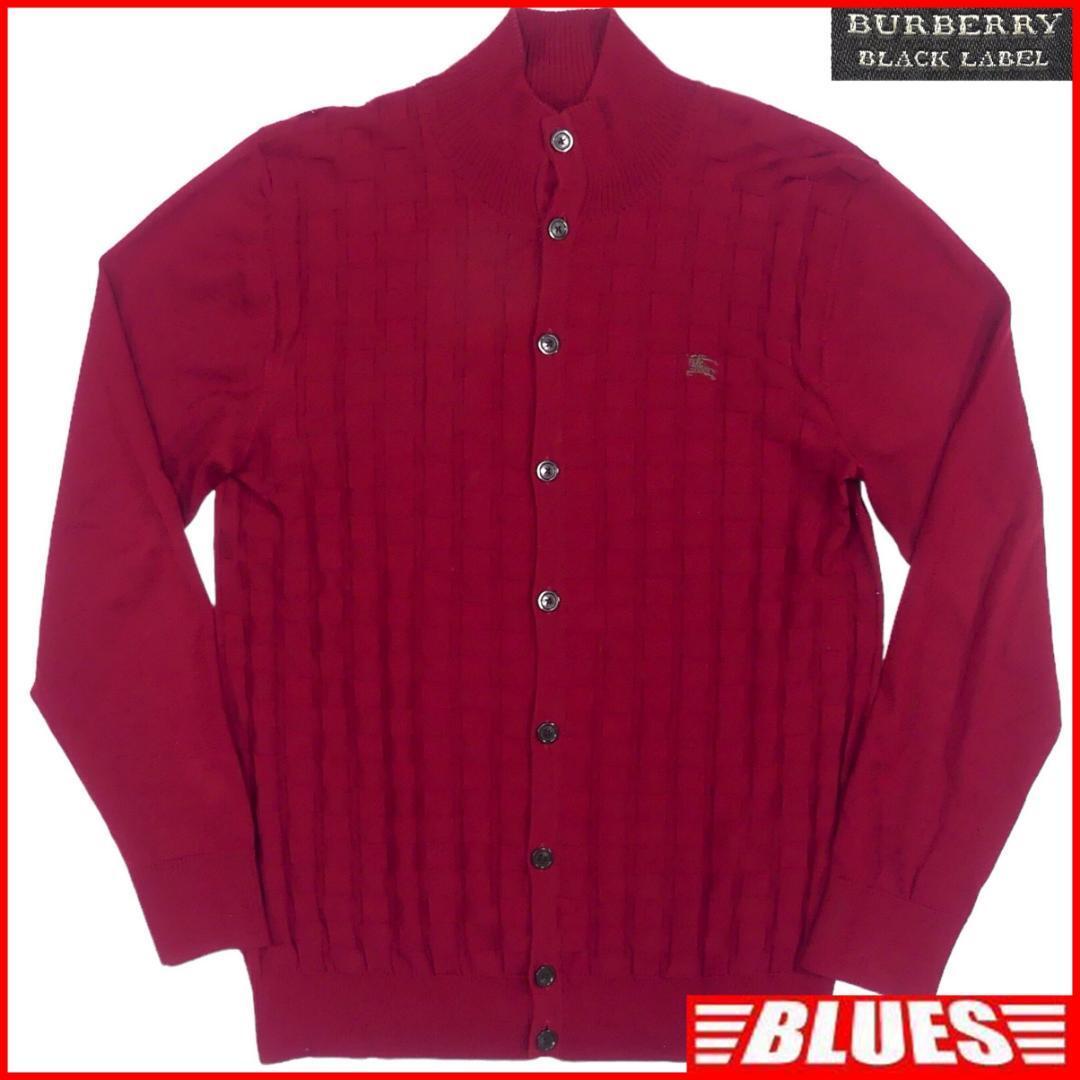 即決★BURBERRY BLACK LABEL★メンズL 廃版 ニット セーター バーバリーブラックレーベル 3 赤 チェック 三陽商会 ナイト刺繍拍卖