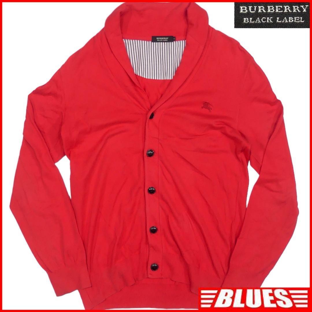 即決★BURBERRY BLACK LABEL★メンズ M 廃版 カーディガン ニット セーター バーバリーブラックレーベル 2 赤 三陽商会 ナイト刺繍拍卖