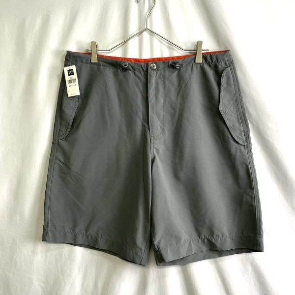 デッドストック 00s GAP ギミック ナイロン ショーツ M グレー ショート パンツ ワイド ベルクロ テック ギャップ 90s オールド ビンテージ拍卖