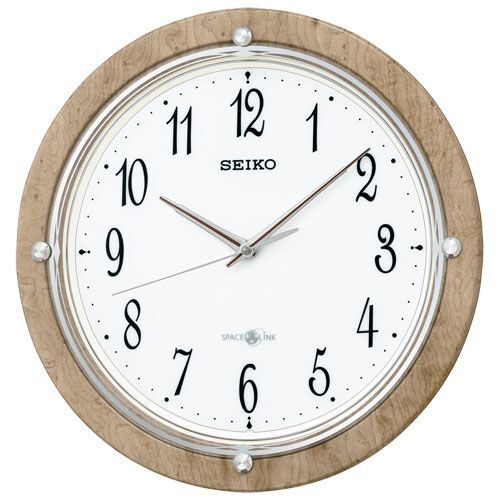セイコー スペースリンク GPS衛星 電波時計 壁掛け時計 GP212A 連続秒針 薄茶木目模様 ブラウン系 アナログ拍卖