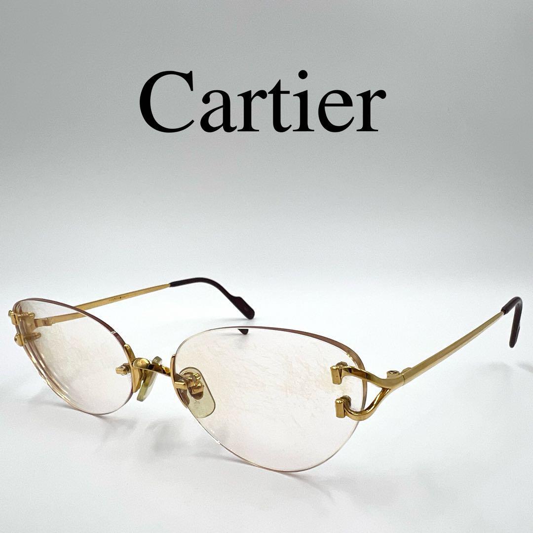 Cartier カルティエ メガネ 度入り リムレス Y2K ケース、外箱付き拍卖