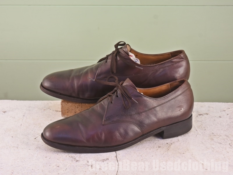 A231 USA製 フローシャイム ビンテージ ビジネスシューズ プレーントゥ 良い味 ワイズ細め メンズ 12C 30cm拍卖
