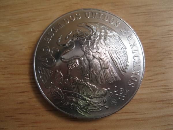 大型コンチョ メキシコ銀貨 1968年 蛇を狩るイーグル 38mm拍卖