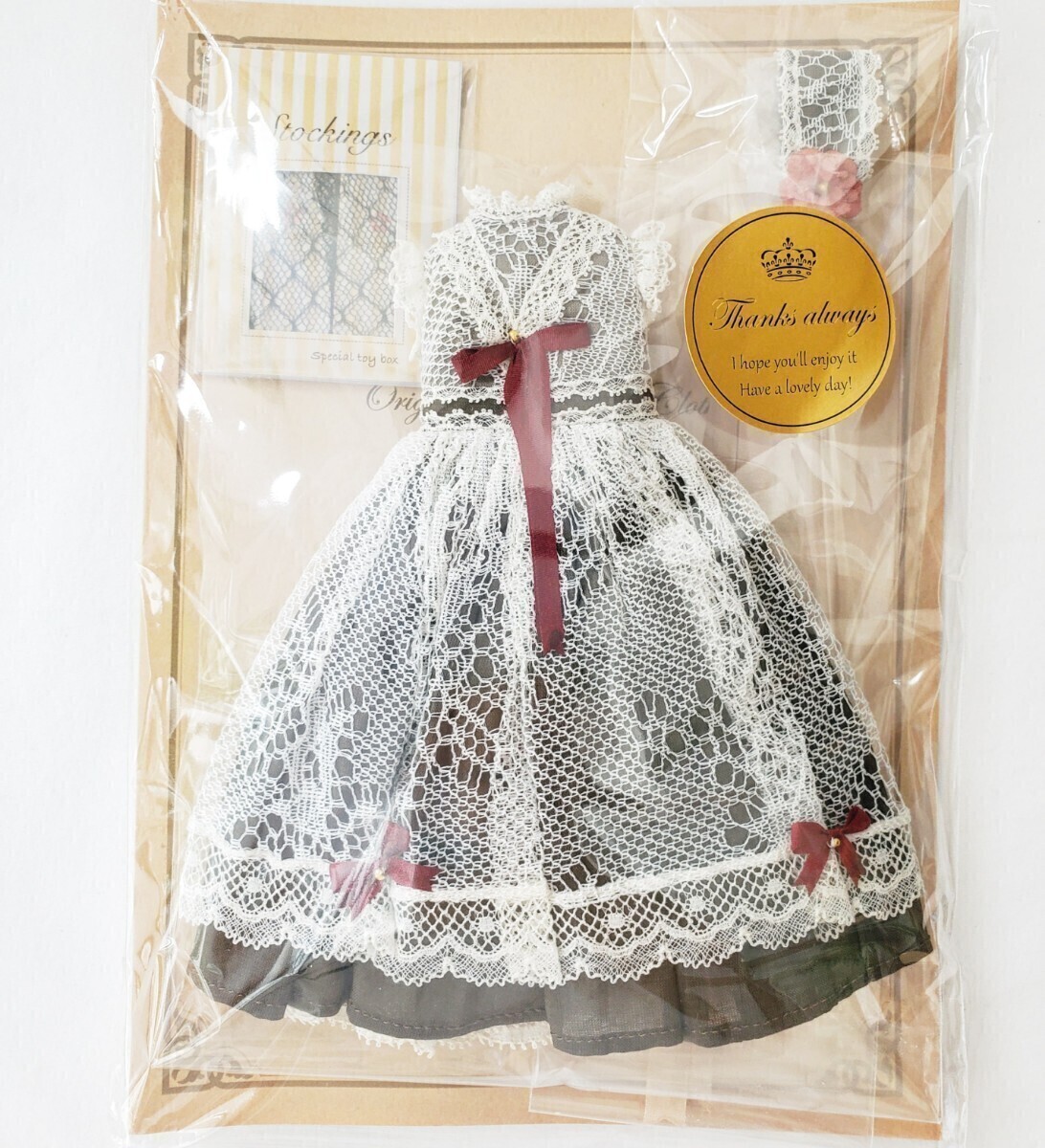 新品未使用●極美品●ディーラー様製 アウトフィット「Special Lace Dress(khaki)」 momoko doll サイズspecial toy box様 s.t.b様 作家様s拍卖