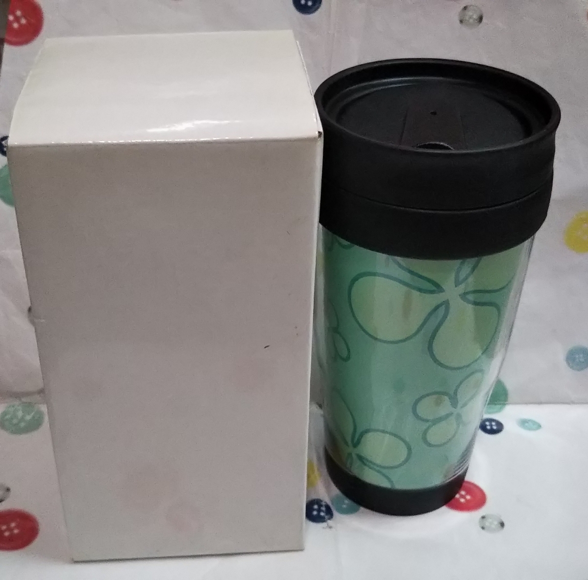 【複数有】タンブラー 400ml 花柄 グリーン 拍卖