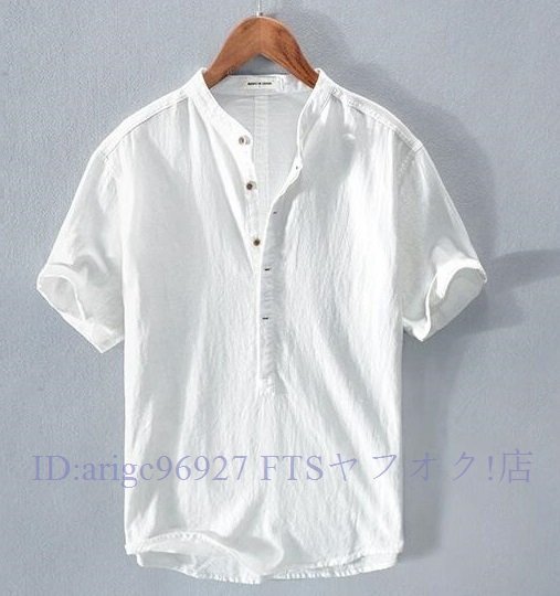 B1659☆新品シャツ 半袖 メンズ リネン トップス カジュアルシャツ 開襟シャツ 麻綿 カプリシャツ T-シャツ ファッション サマーシャツ拍卖
