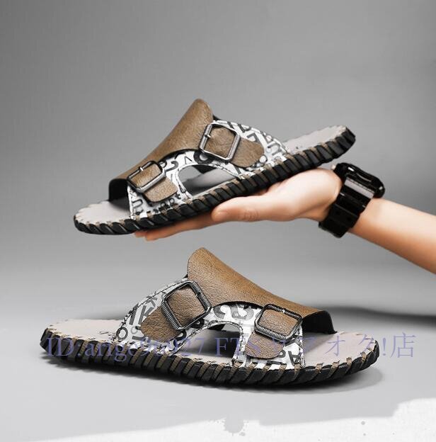 B1279☆新品サンダル メンズ 男性用 スリッパ 夏滑り止め ビーチサンダル ビーチシューズ カーキ拍卖