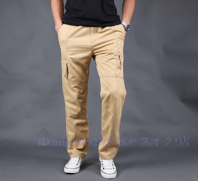 B1667新品春夏 カーゴパンツ メンズ ワークパンツ ミリタリーパンツ ワークパン チノパン カラーパンツポケット ボトムス S-4XL カーキ拍卖