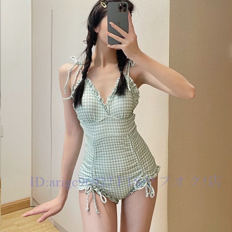 B0194☆新品ワンピース水着 チェック柄 かわいい レディース 夏 プール お色選択可拍卖