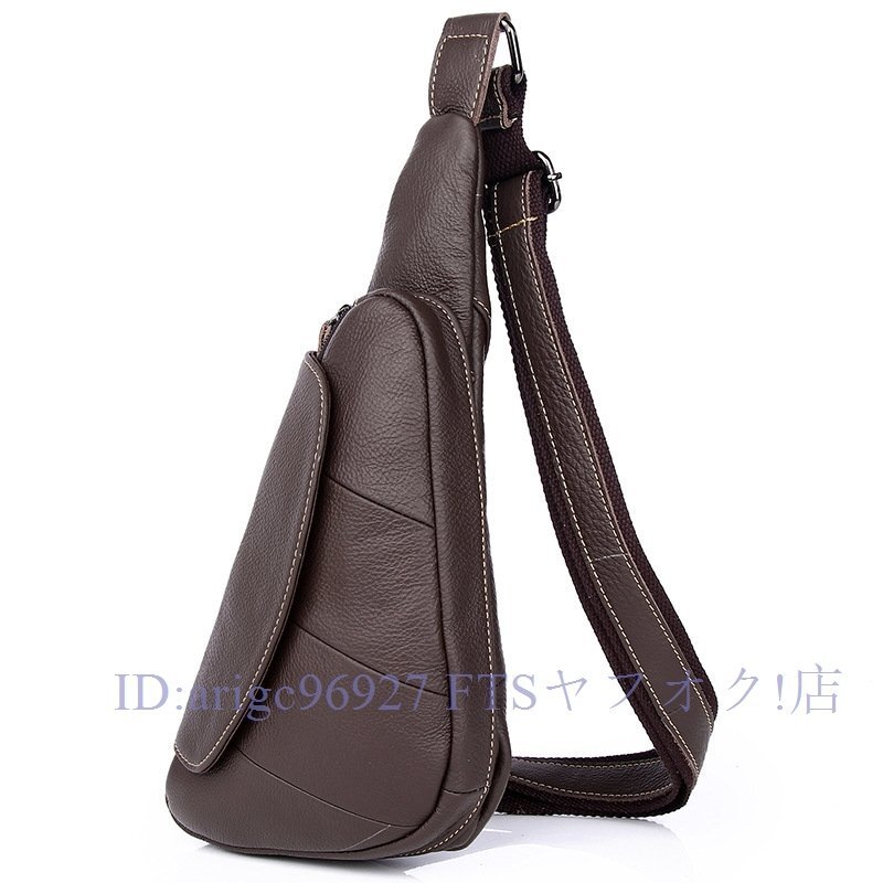 B2053☆新品ボディーバッグ メンズ レザー ショルダーバッグ 斜めがけ 本革 牛革 ワンショルダー 鞄 カバン 多機能 コーヒー拍卖