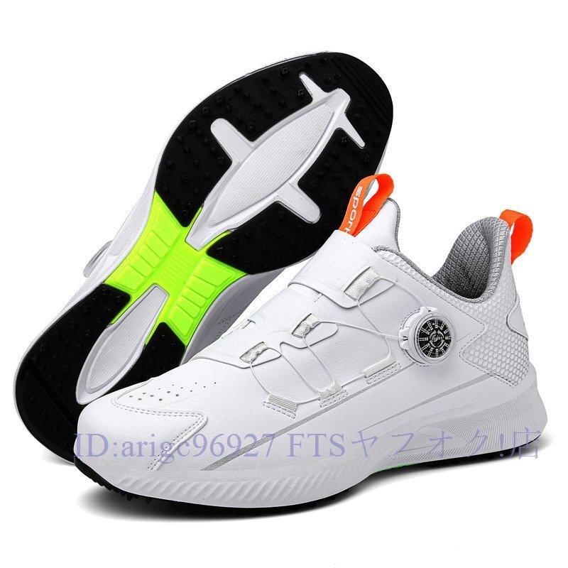 B1543☆高級品 ゴルフシューズ ダイヤル式 運動靴 メンズ 幅広い フィット感 軽量 牛革スポーツシューズ防水防滑耐磨弾力性24.5~28cm拍卖