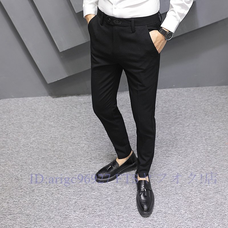 B1644☆新品夏物 ビジネスパンツ メンズ 微ストレッチ ストライプ 薄手ズボン クールビズ W29~W36 ブラック拍卖