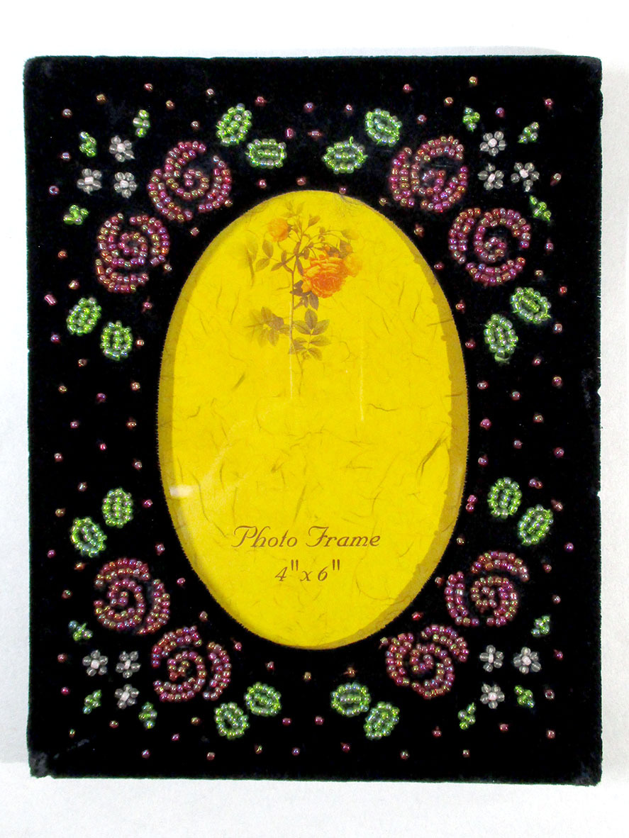 ★ベルベット調 ビーズデコ ブラック 145×180mm フォトフレーム★S11474拍卖