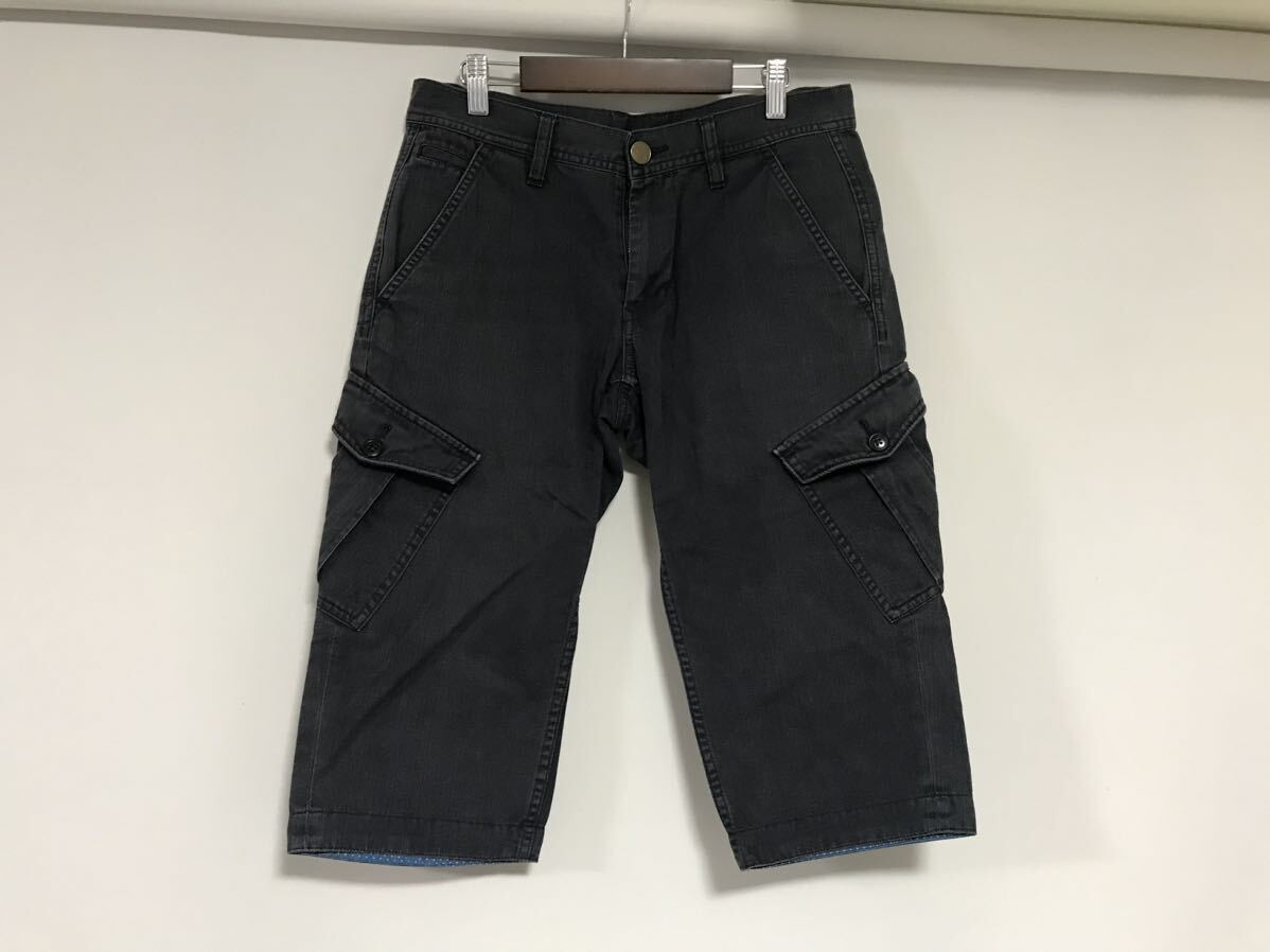 本物ムッシュニコルMONSIEUR NICOLEコットンデニムカーゴワークハーフショートパンツサーフミリタリーアメカジゴルフメンズ紺ネイビー44S拍卖