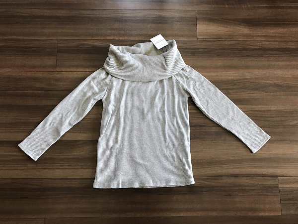 新品 未使用 CECIL DAY'S セシルデイズ 2way リブ素材 オフショルダー 肩出し オフタートル Mサイズ グレー 長袖 伸縮 トップス ニット拍卖