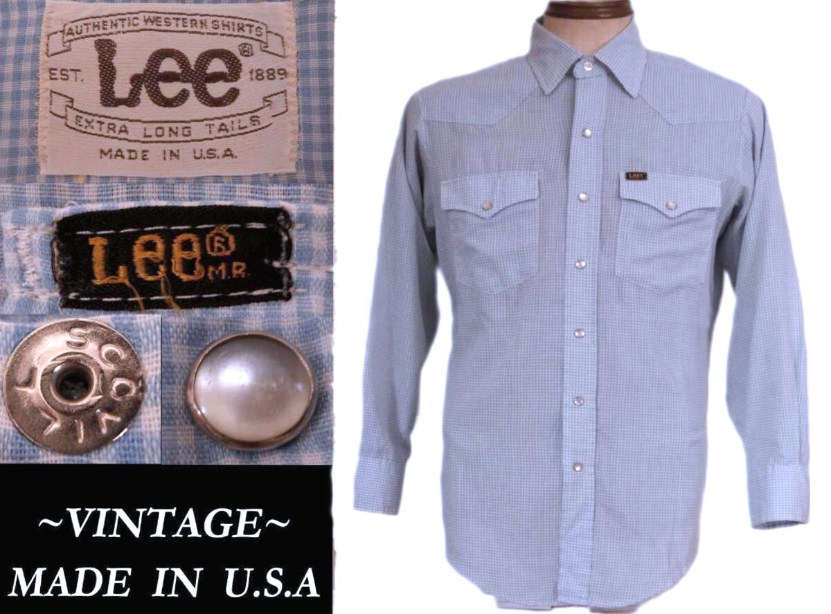 ビンテージ Lee ギンガムチェックシャツ USAアメリカ製 VINTAGE ウエスターナー LEVIS ガーメンツ RRL マッコイズ model ラルフローレン拍卖
