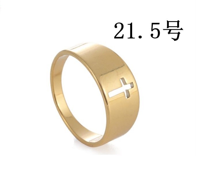 クロス リング ゴールド 21.5号 くり抜き ステンレス おしゃれ 指輪 十字架 クロスリング 型抜き拍卖
