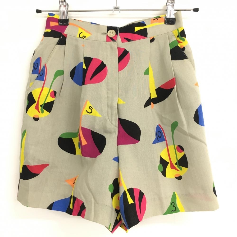 カステルバジャック キュロットスカート ベージュ×マルチ 総柄 レディース 7 ゴルフウェア CASTELBAJAC拍卖