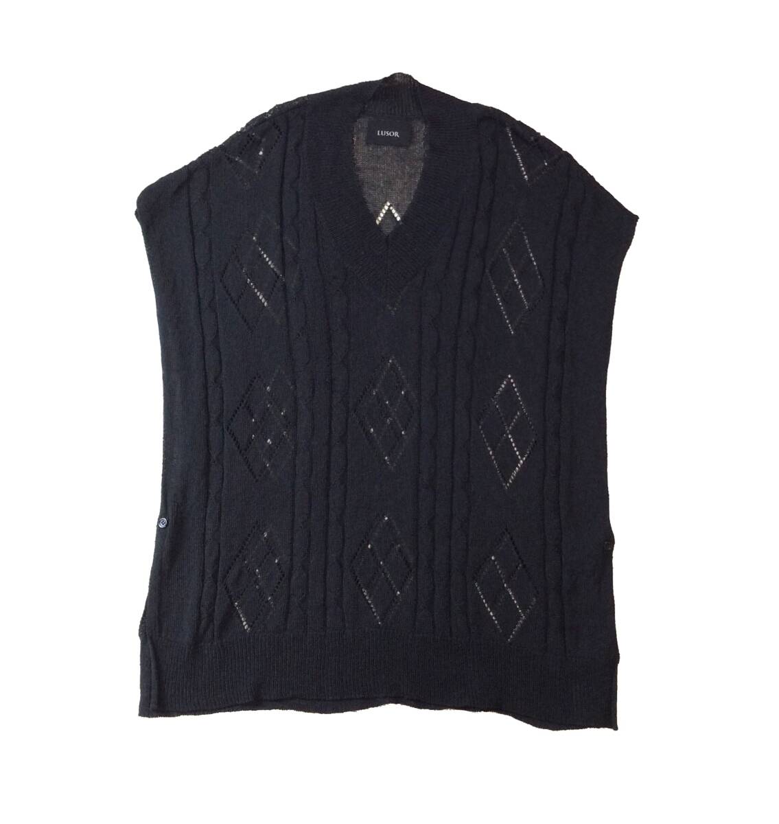 LUSOR ルーソル ロングニットベスト セーター ブラック 黒 サイドボタン Vネック レディース フリーサイズ 拍卖