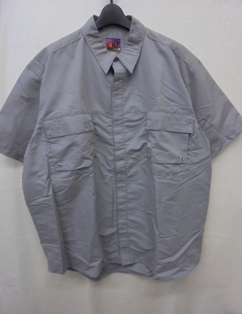 【KCM】ful-116-XL★古着・中古★メンズ 撥水 半袖 ワークシャツ 『STAYUPLATE』 グレー サイズ:XL拍卖