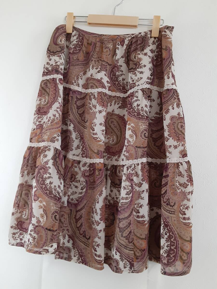 CrossStyle超美品★一回着用★可愛いペイズリー柄フレアスカート★L拍卖