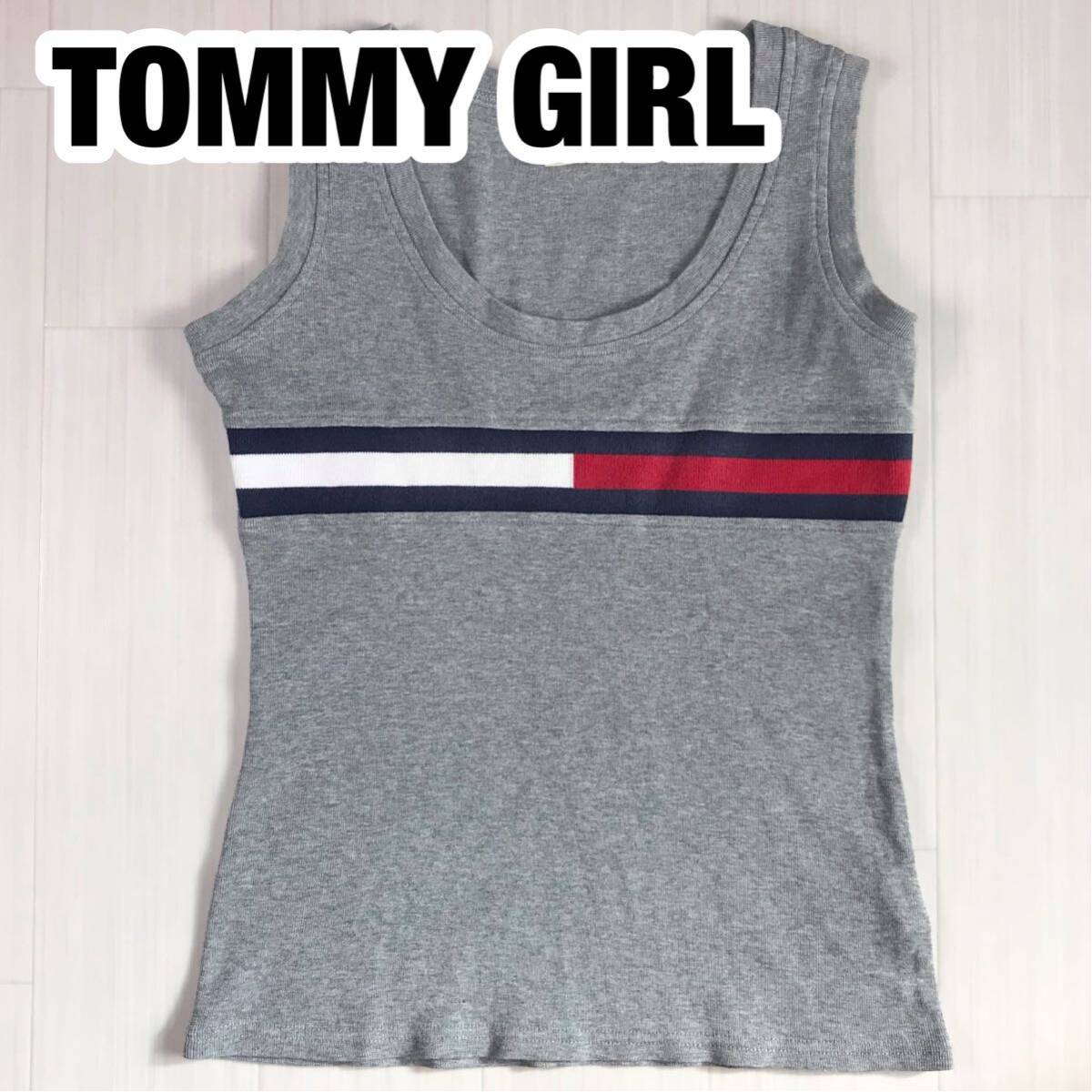 TOMMY GIRL トミーガール タンクトップ XS ライトグレー 霜降り ビッグロゴ拍卖