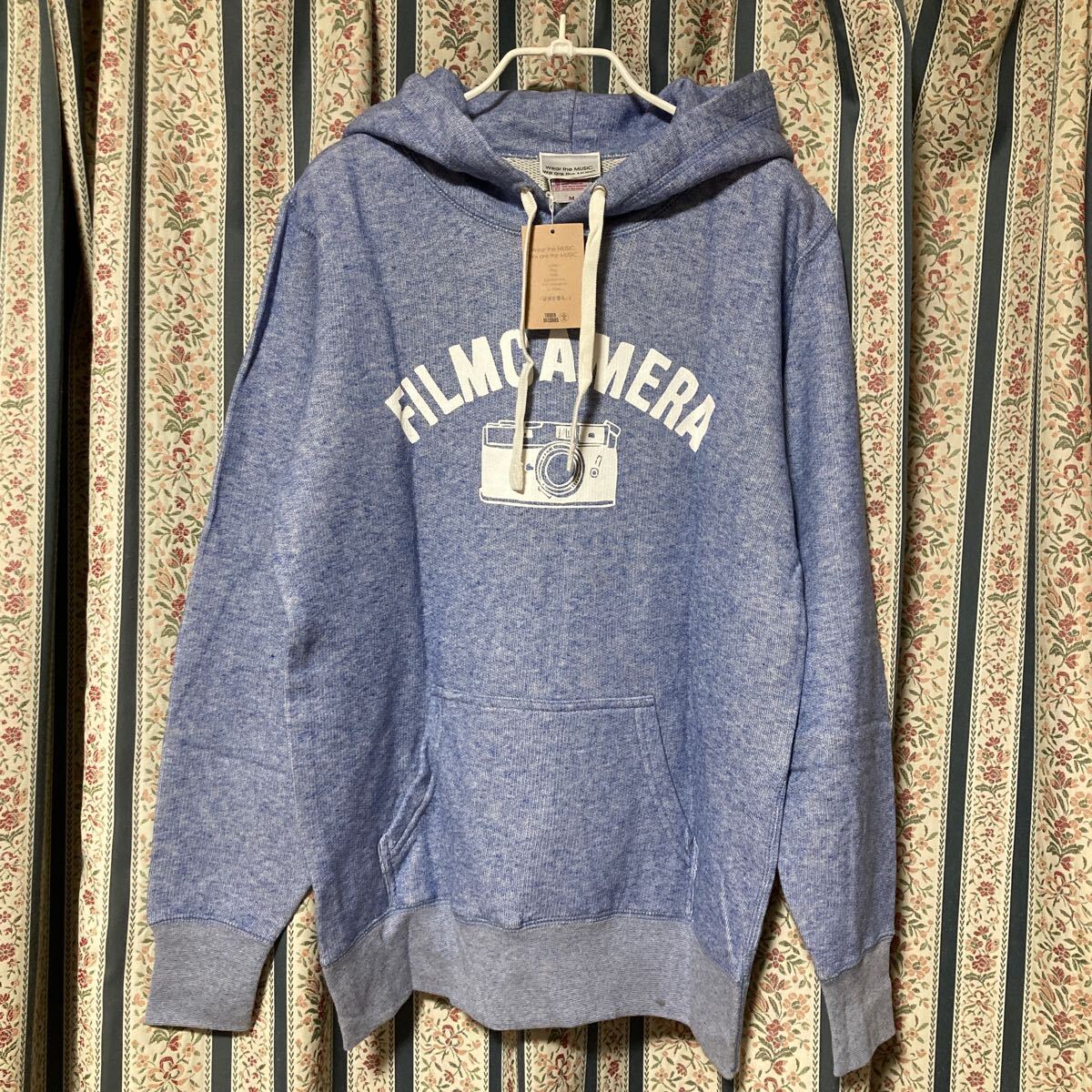 タワーレコード wear the music フィルムカメラプリント スウェット パーカー ヘザーブルー 杢フーディ トレーナー プルオーバー拍卖